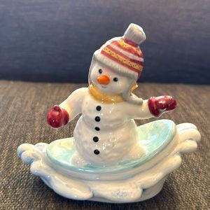 Goebel collectible snowman snowboarding